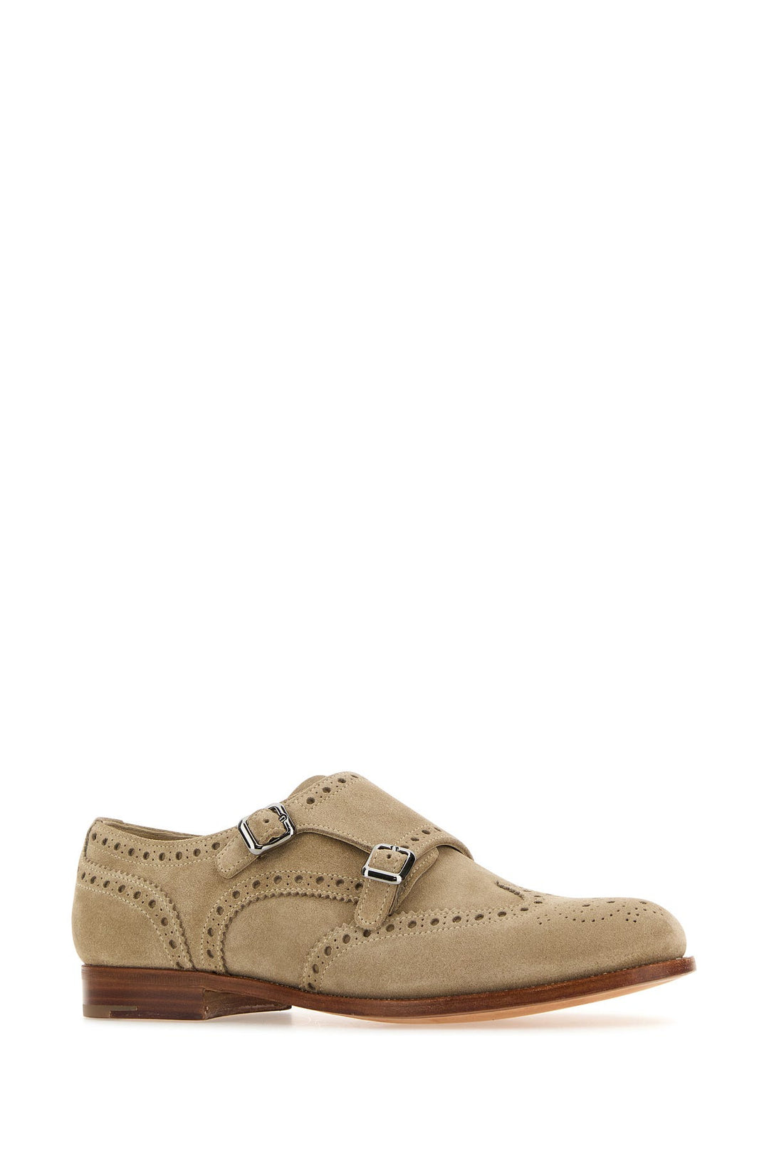 Sand suede monk strap shoes