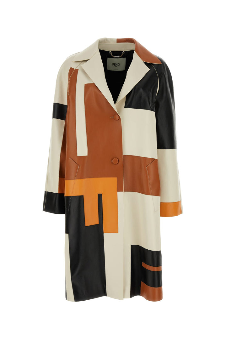 Multicolor nappa leather overcoat