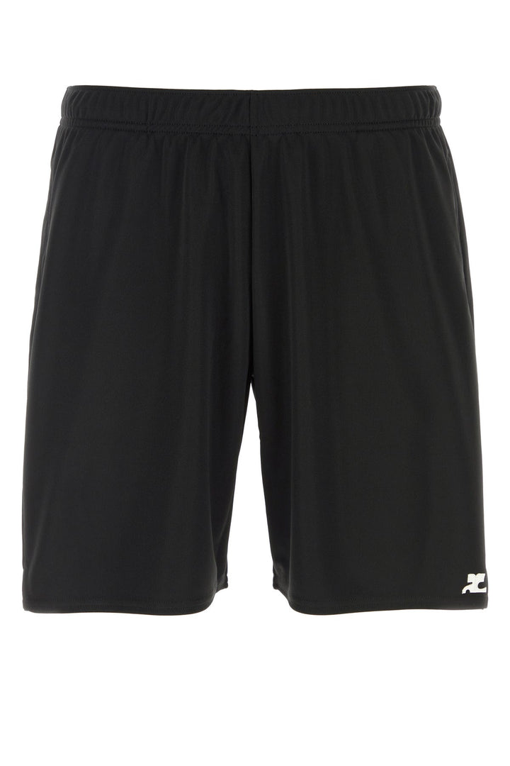 Black polyester bermuda shorts