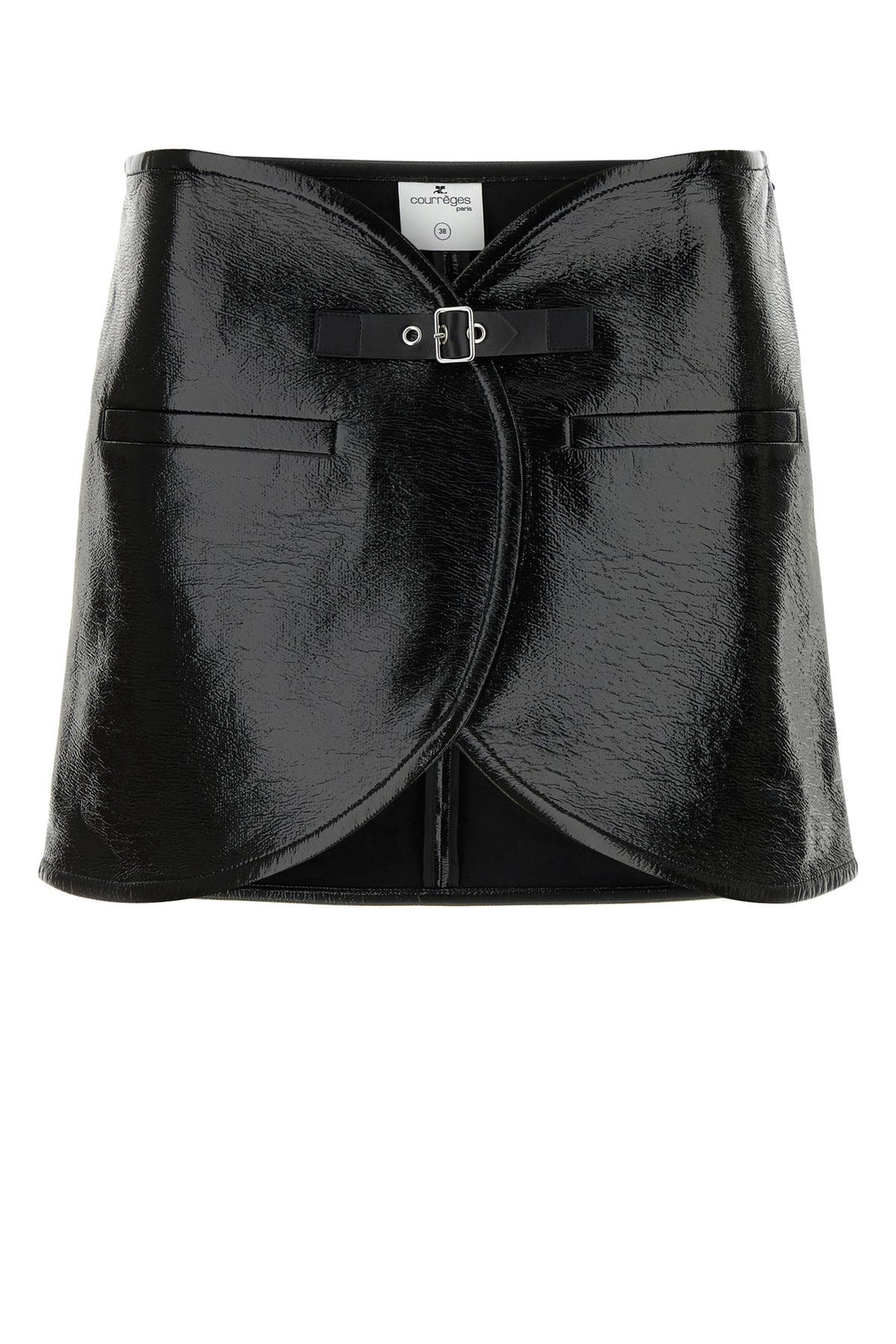 Black vinyl mini skirt