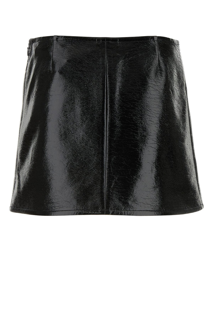 Black vinyl mini skirt