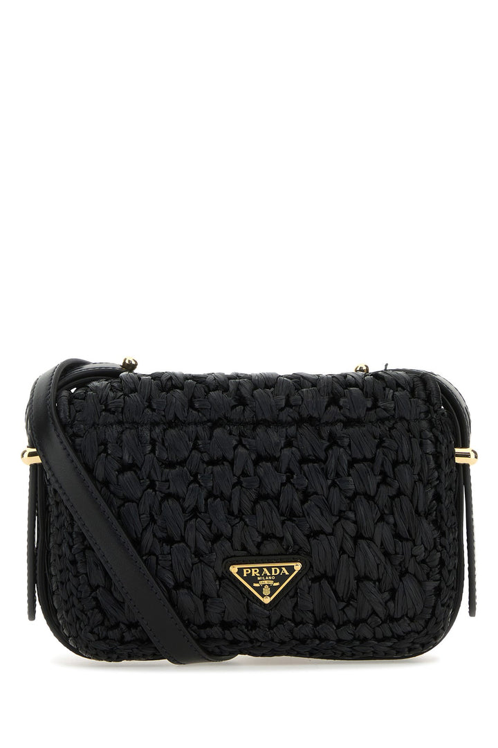 Black raffia crossbody bag