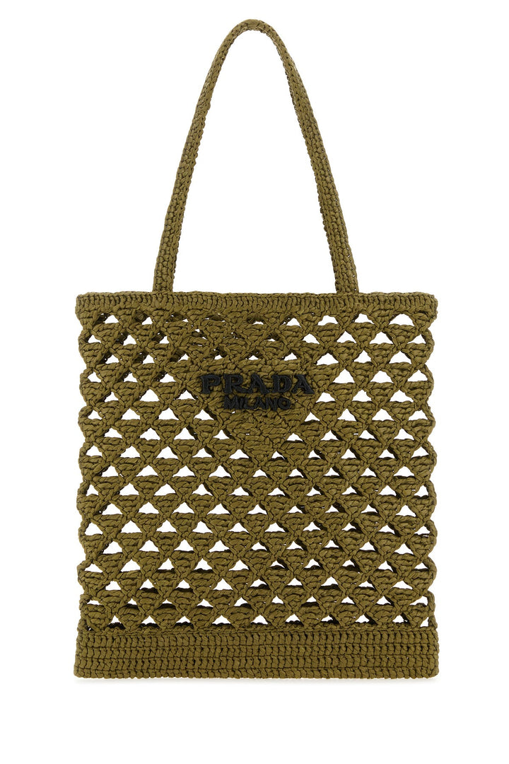 Khaki straw handbag