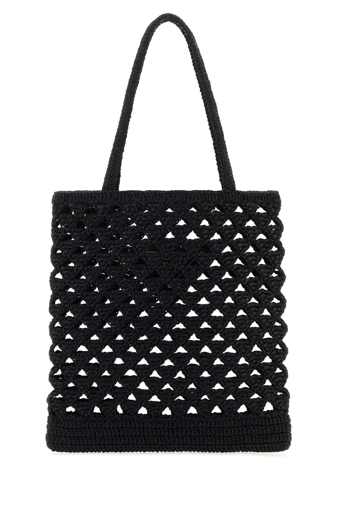 Black straw handbag