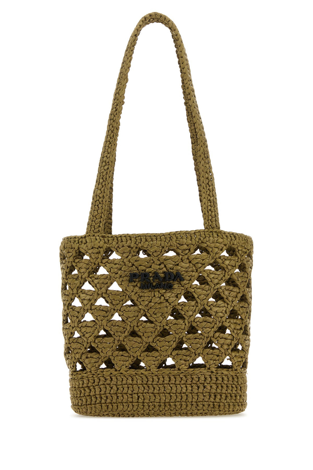 Khaki straw handbag