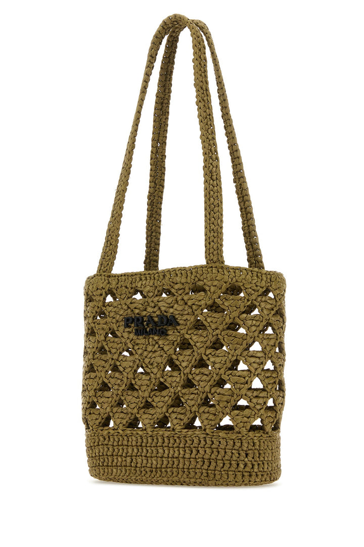 Khaki straw handbag