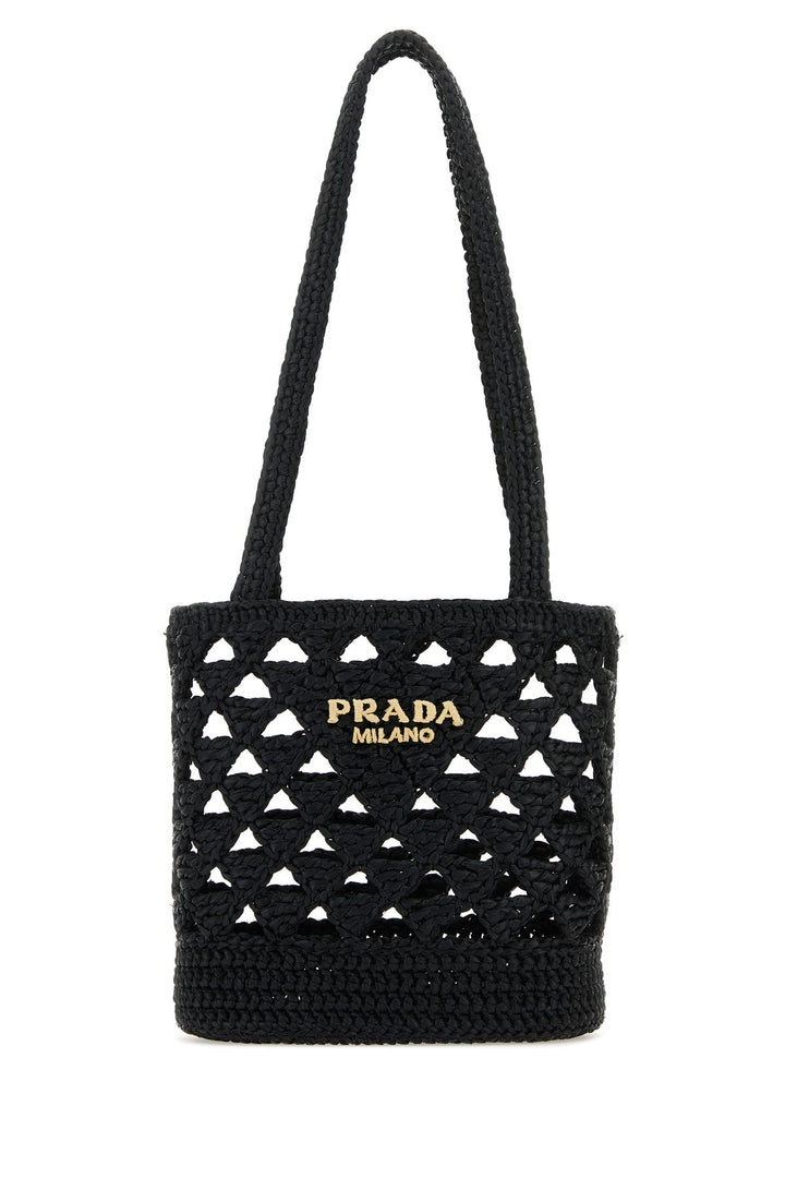 Black straw handbag