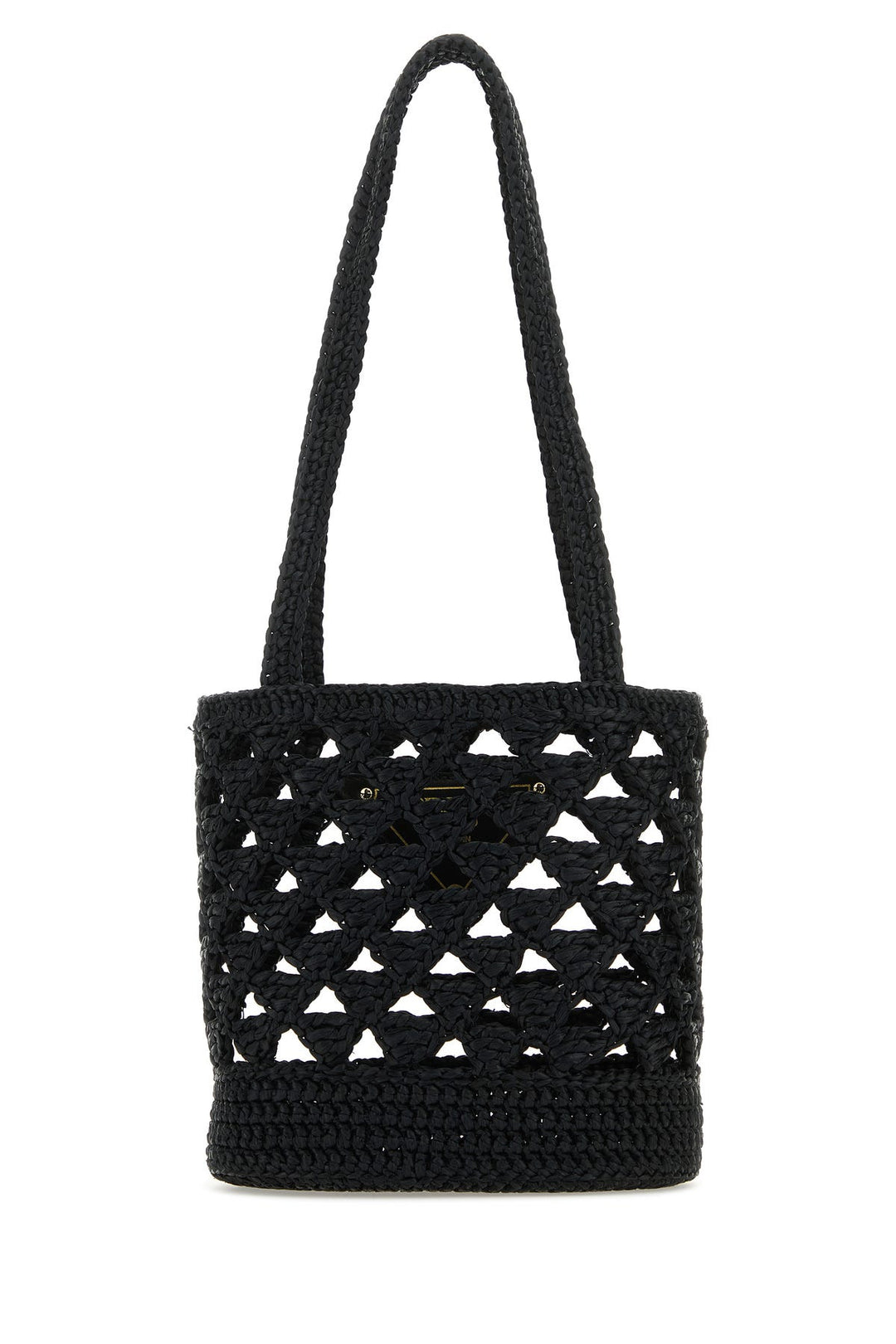 Black straw handbag