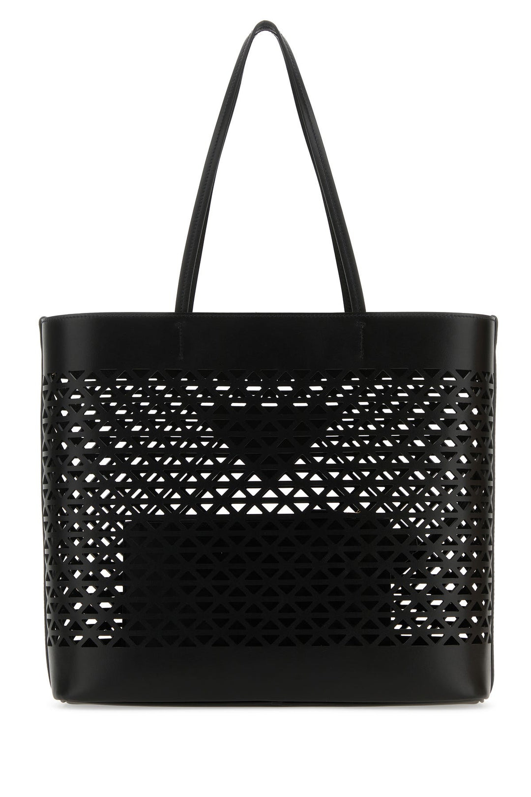 Black leather shopping bag