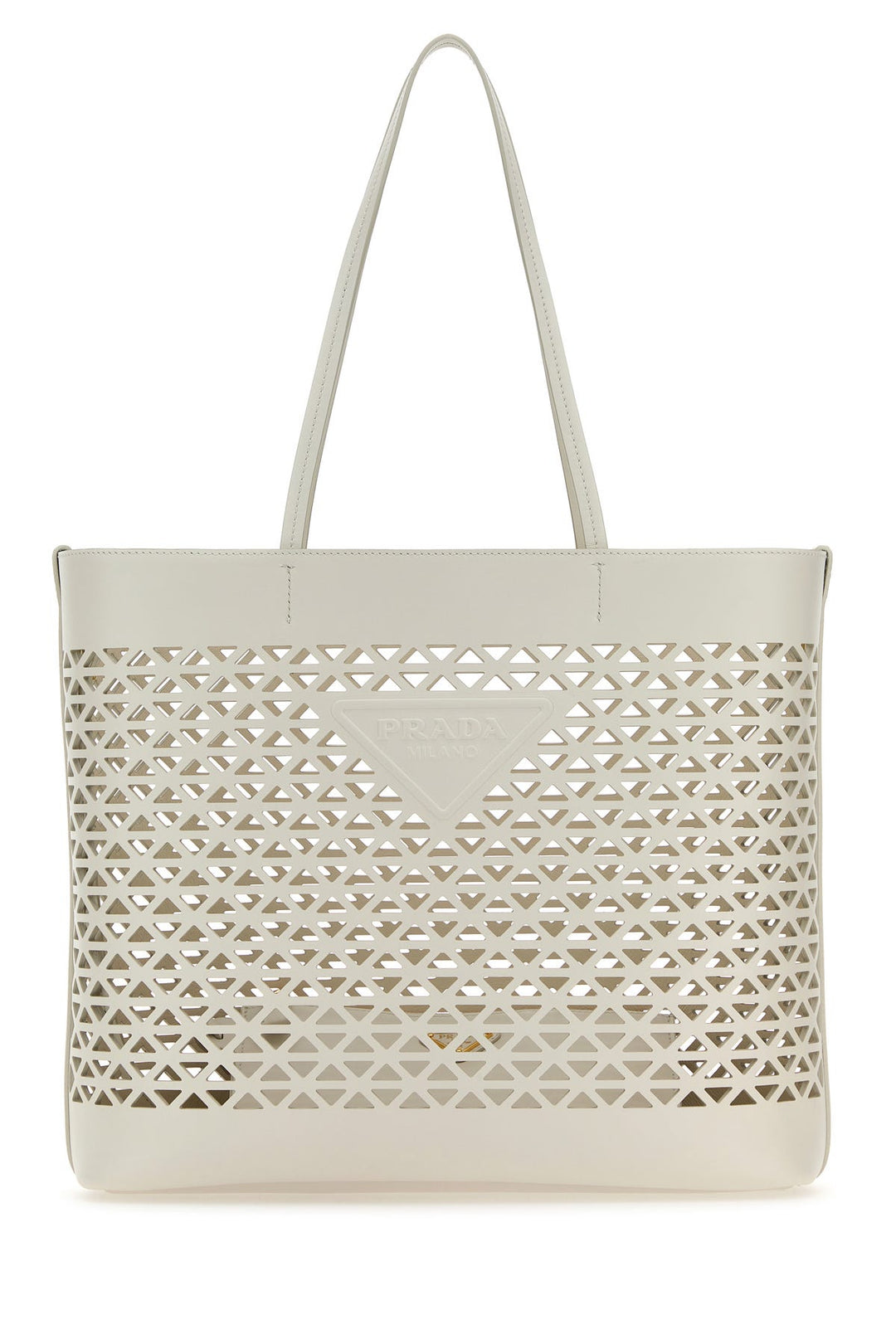 White leather shopping bag