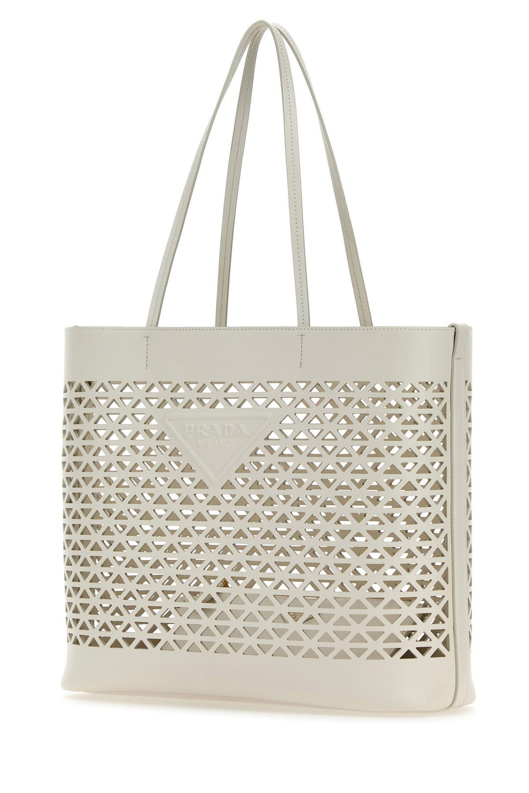 White leather shopping bag