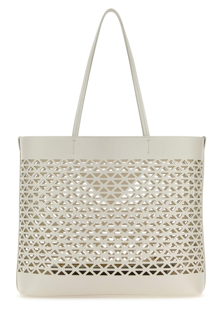 White leather shopping bag