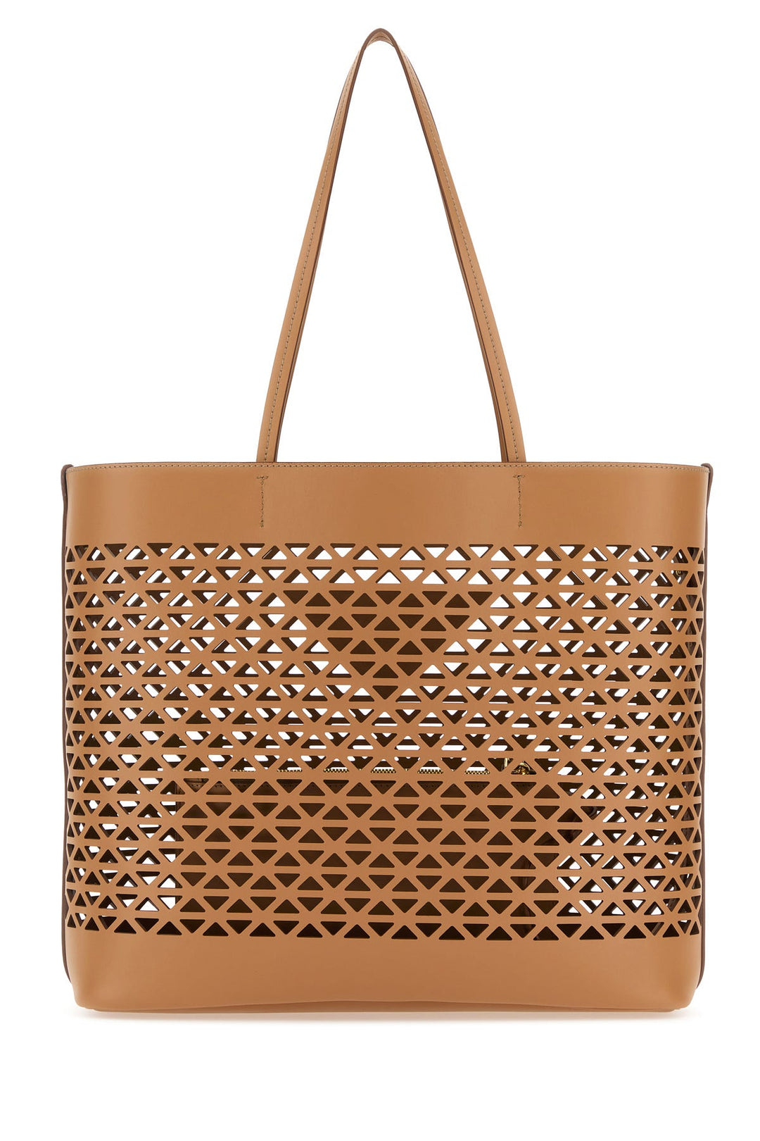 Sand leather shopping bag