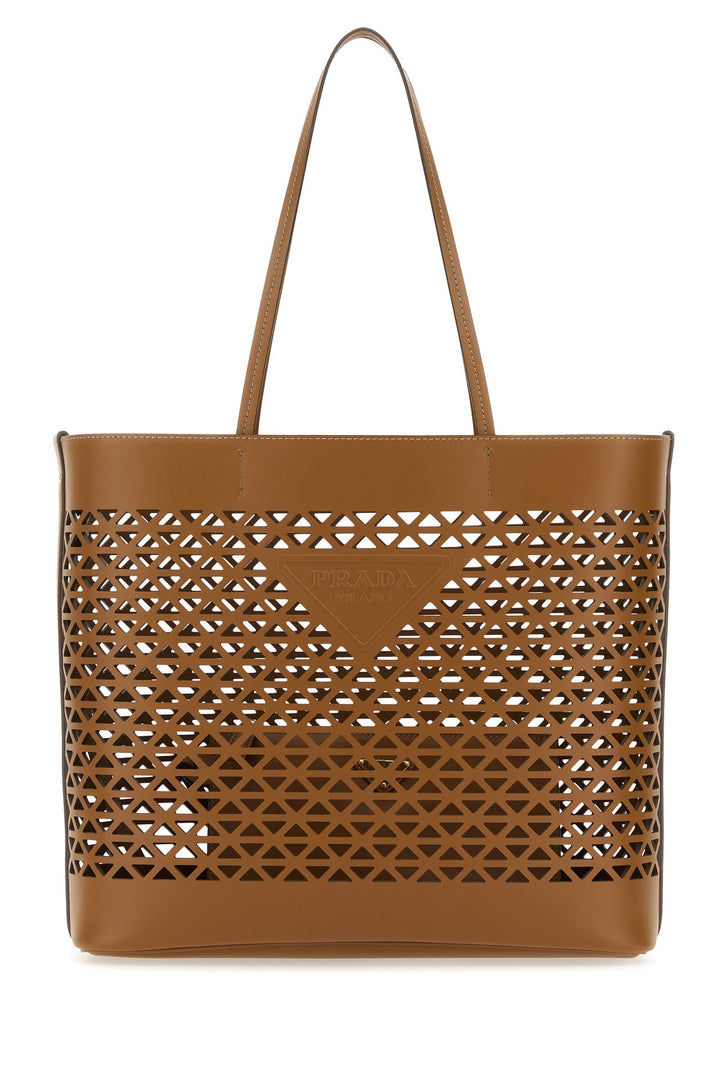 Caramel leather shopping bag