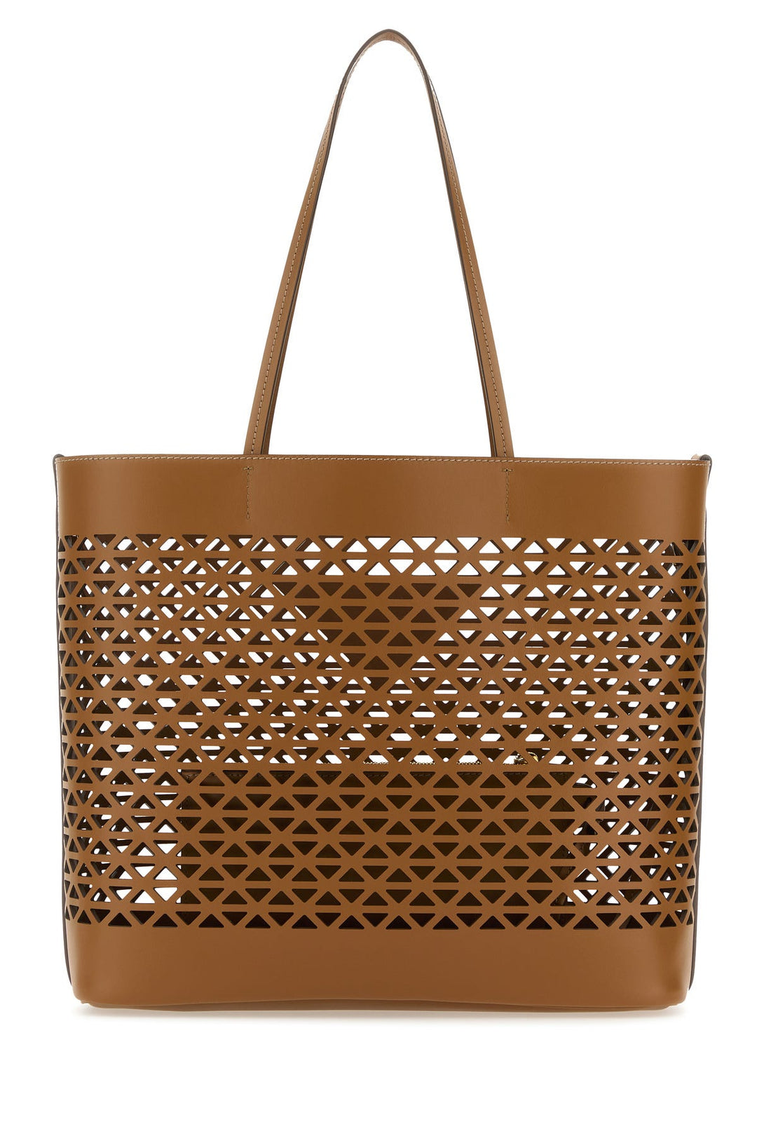 Caramel leather shopping bag