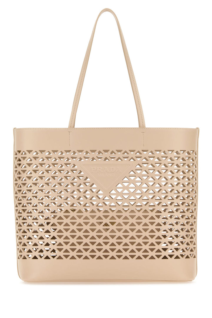 Sand leather shopping bag