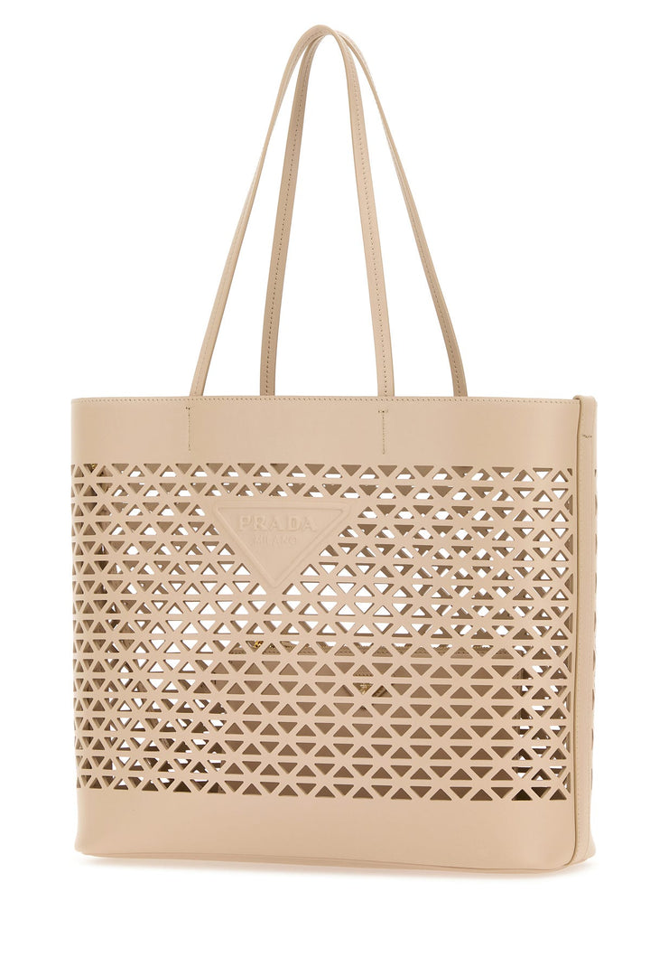 Sand leather shopping bag