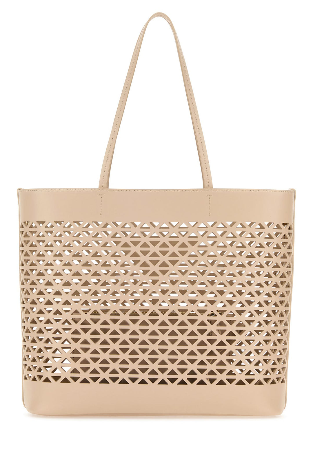 Sand leather shopping bag