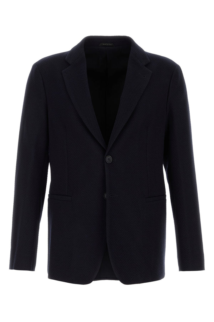 Navy blue stretch wool blazer