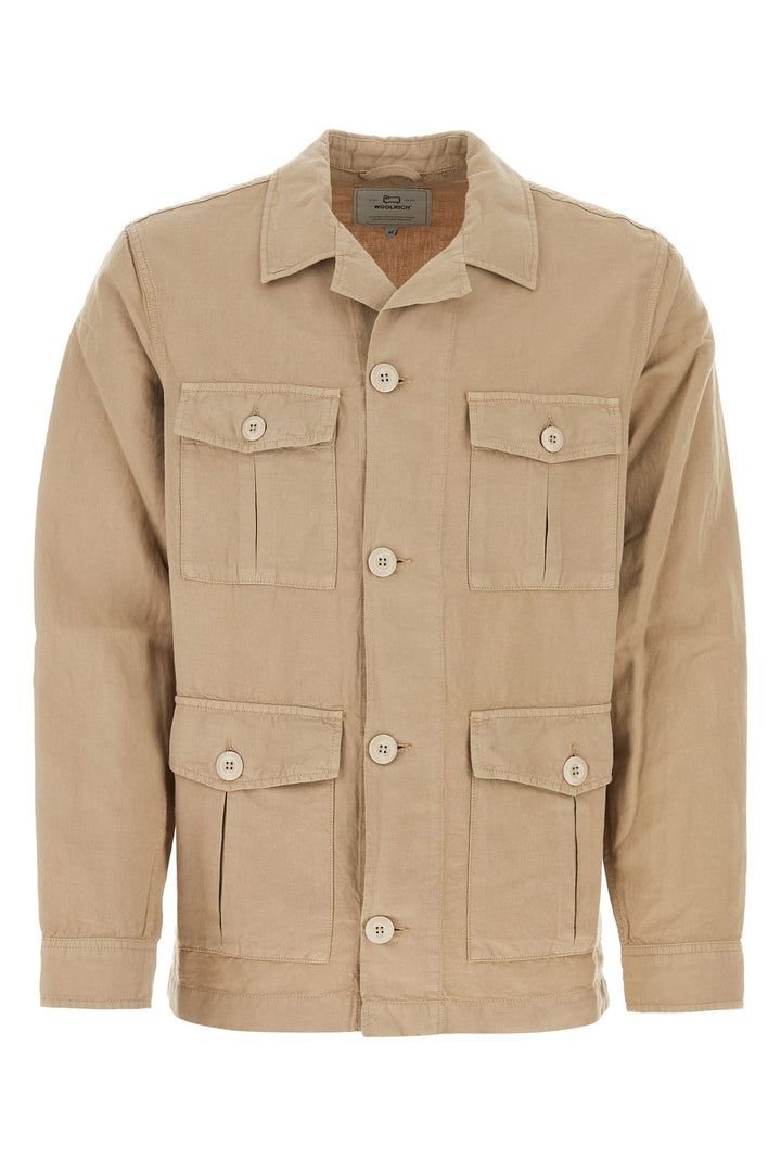 Cappuccino cotton blend Safari shirt