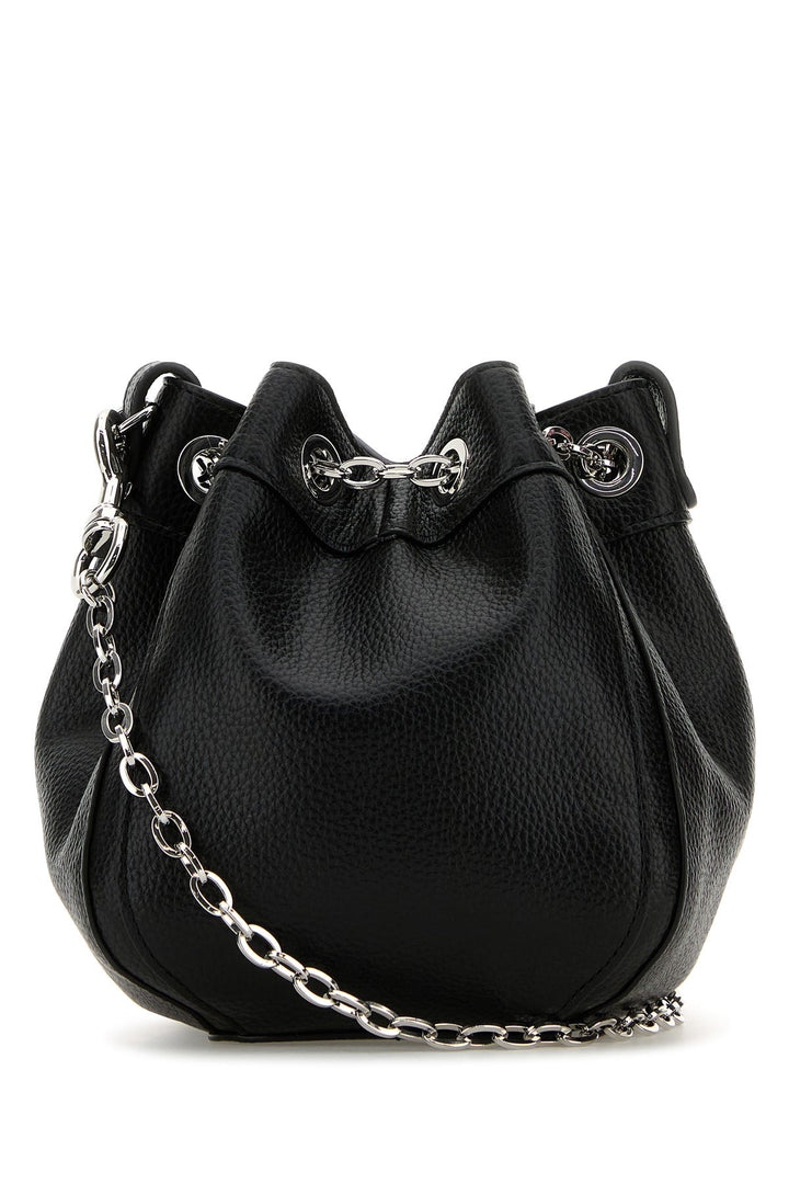 Black synthetic leather small Chrissy bucket bag