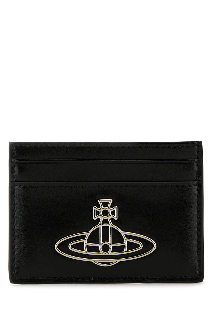 Black leather card holder