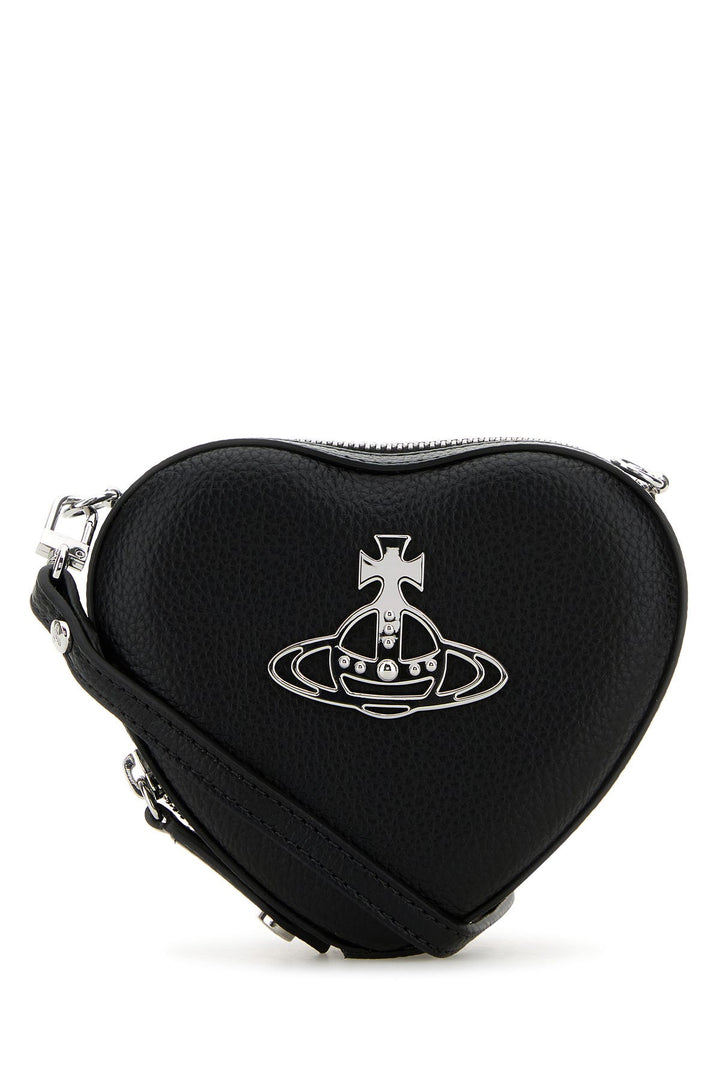 Black synthetic leather mini Heart crossbody bag