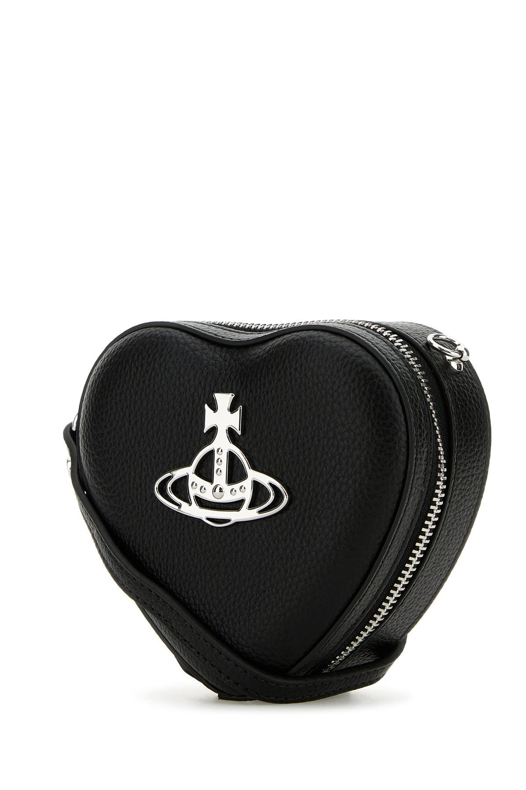 Black synthetic leather mini Heart crossbody bag