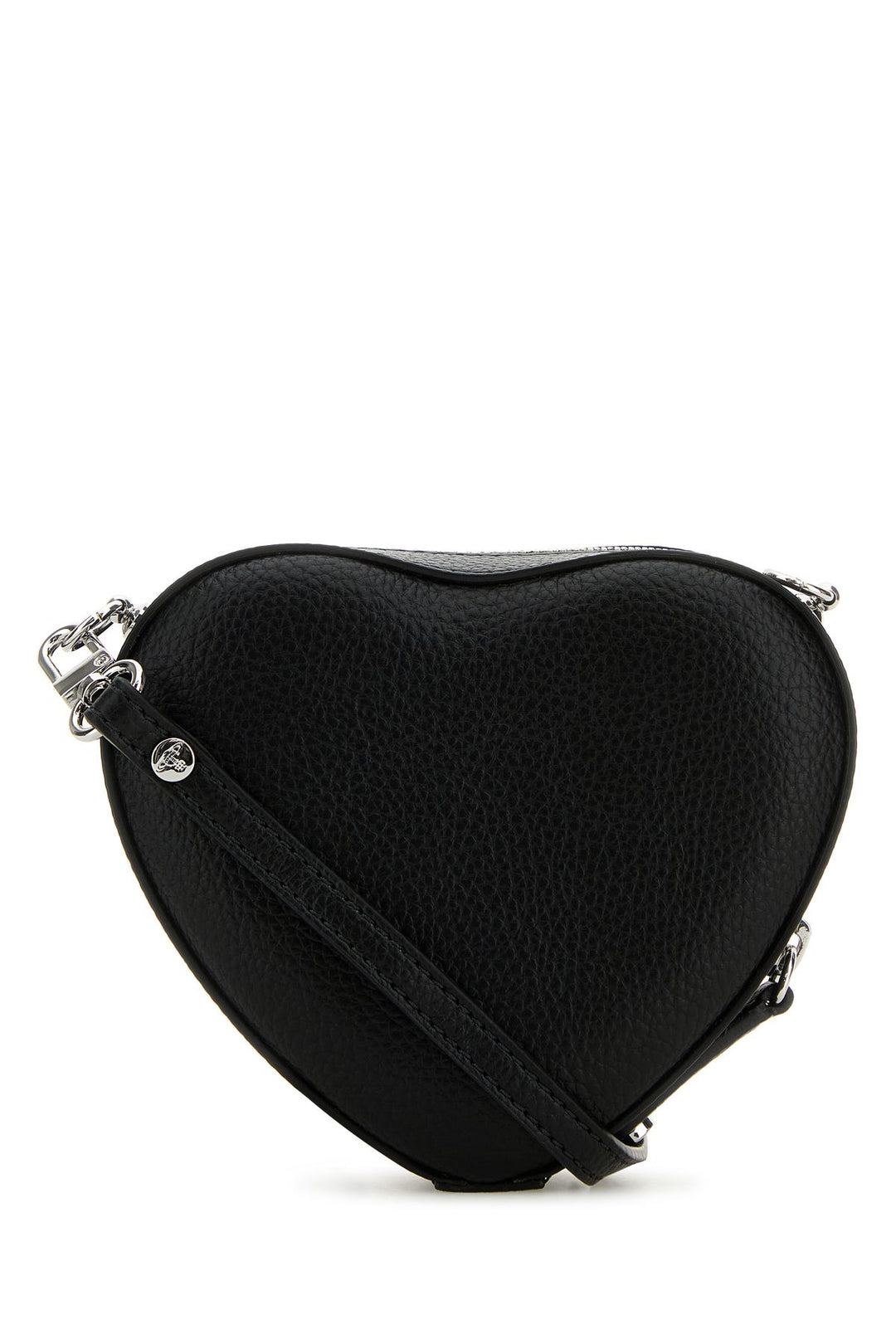 Black synthetic leather mini Heart crossbody bag