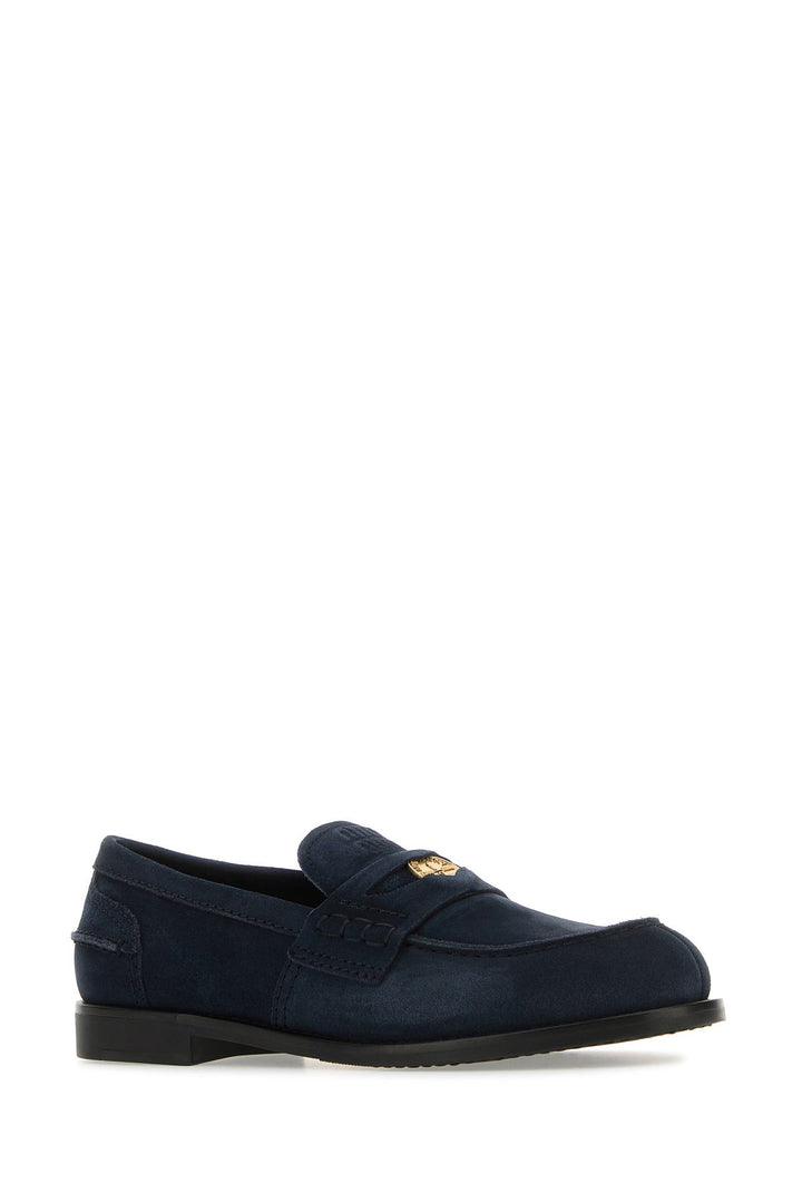 Blue suede loafers