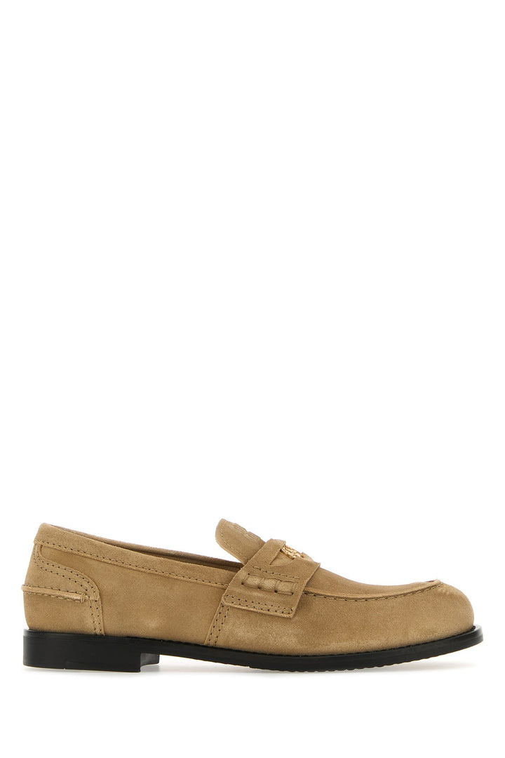 Beige suede loafers