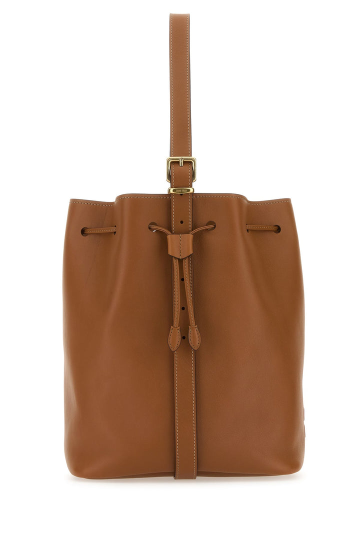 Caramel leather bucket bag