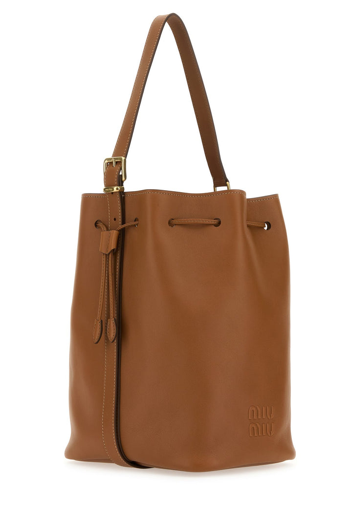 Caramel leather bucket bag