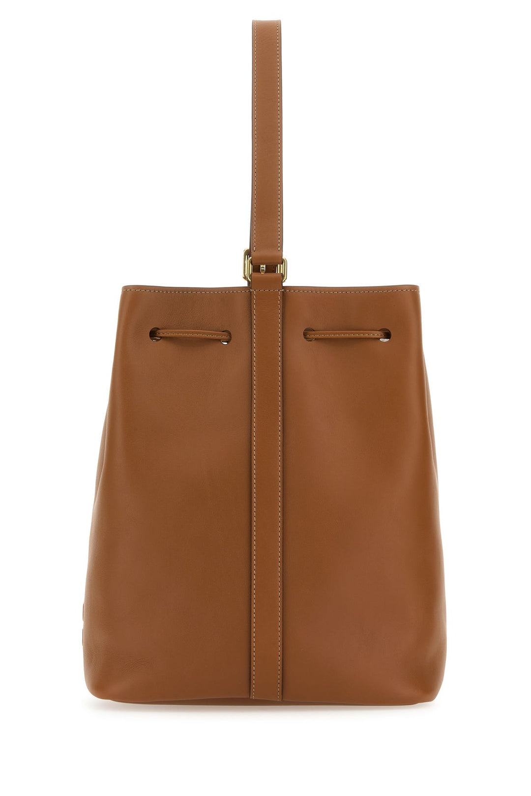 Caramel leather bucket bag