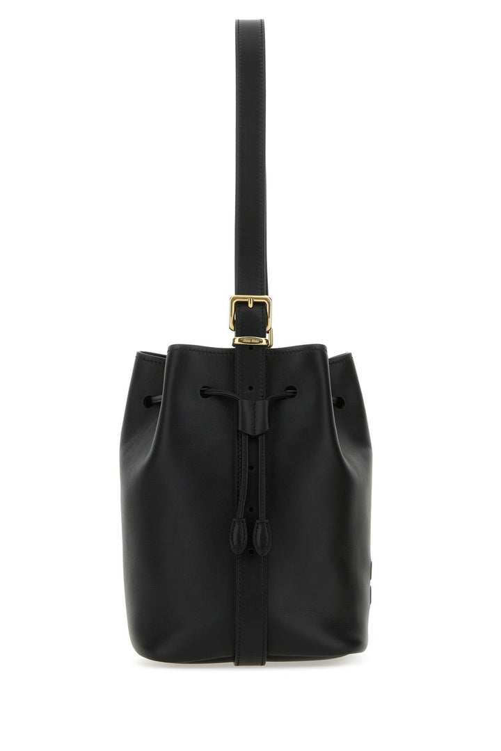 Black leather bucket bag