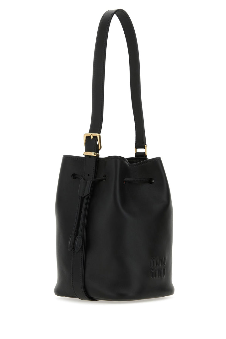 Black leather bucket bag