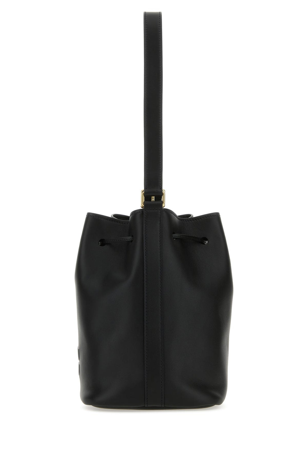 Black leather bucket bag