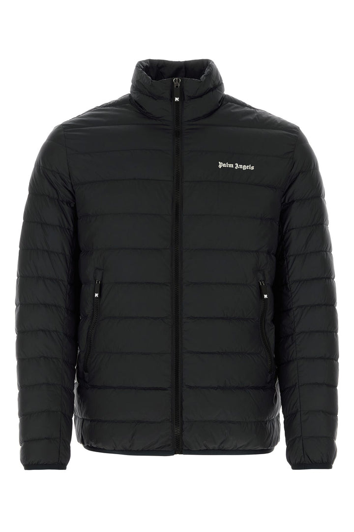 Black nylon down jacket