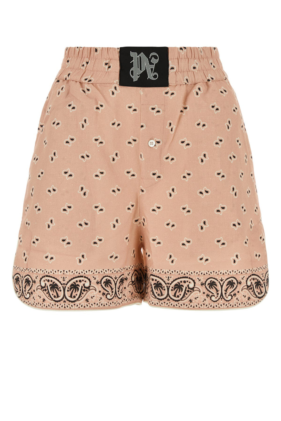 Printed linen blend shorts