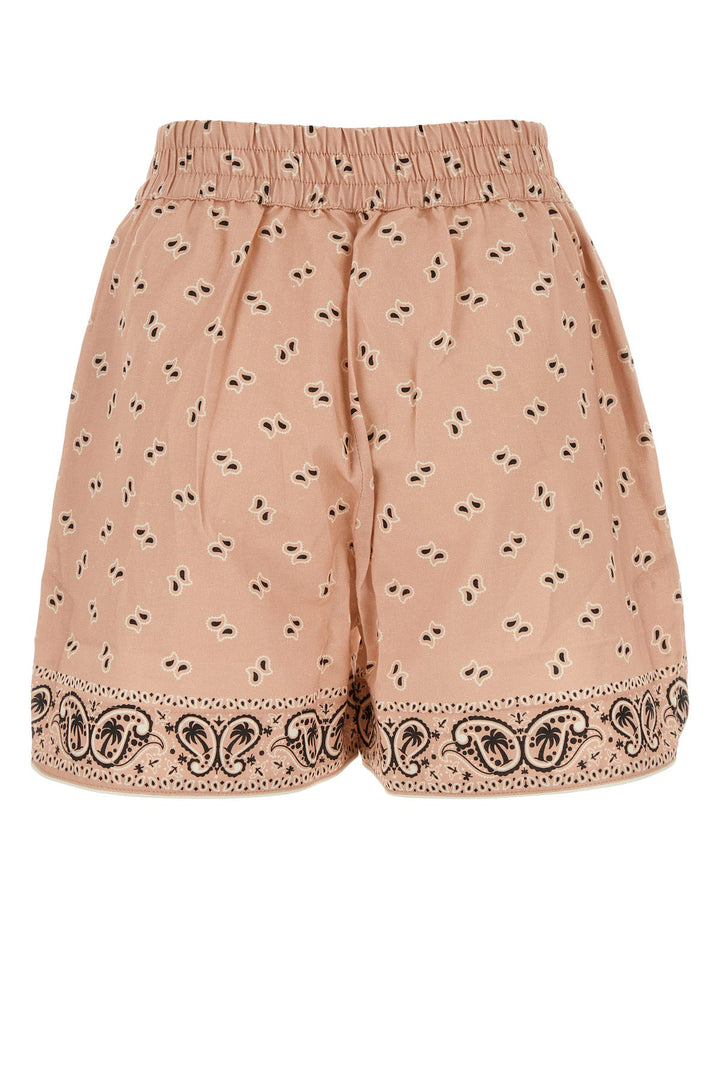 Printed linen blend shorts