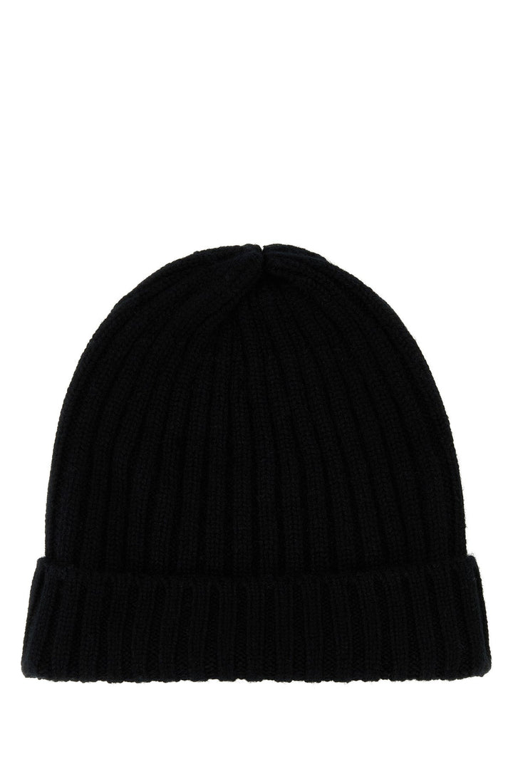 Black cashmere beanie hat