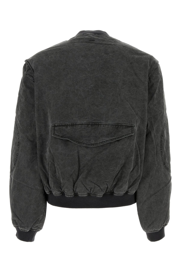 Black canvas Inset Sleeve padded bomber jacket