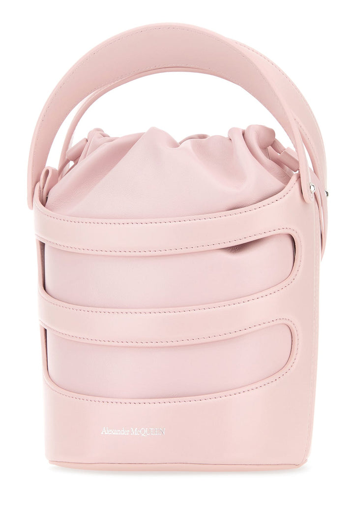 Pastel pink leather The Rise bucket bag