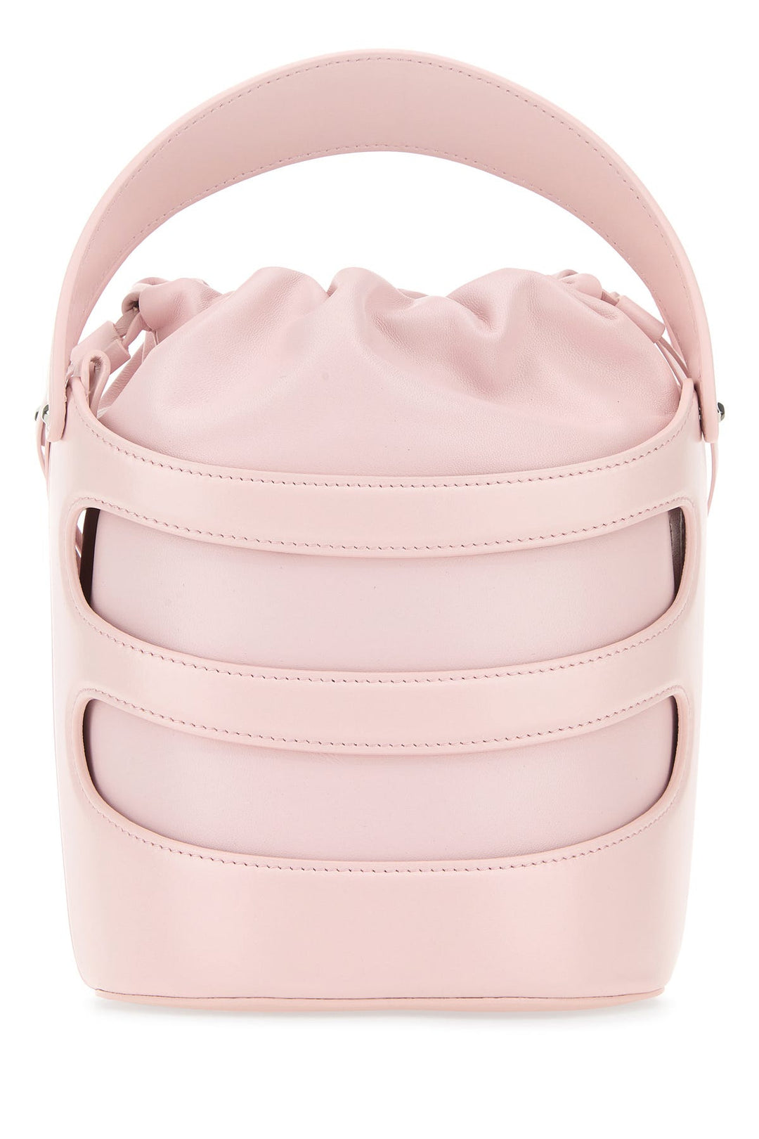 Pastel pink leather The Rise bucket bag