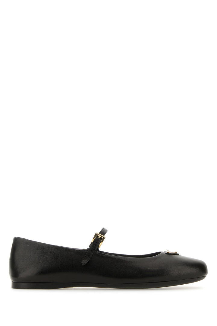 Black nappa leather ballerinas