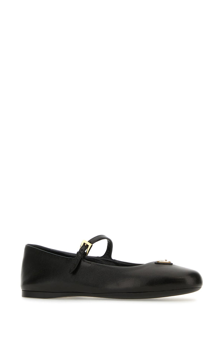 Black nappa leather ballerinas