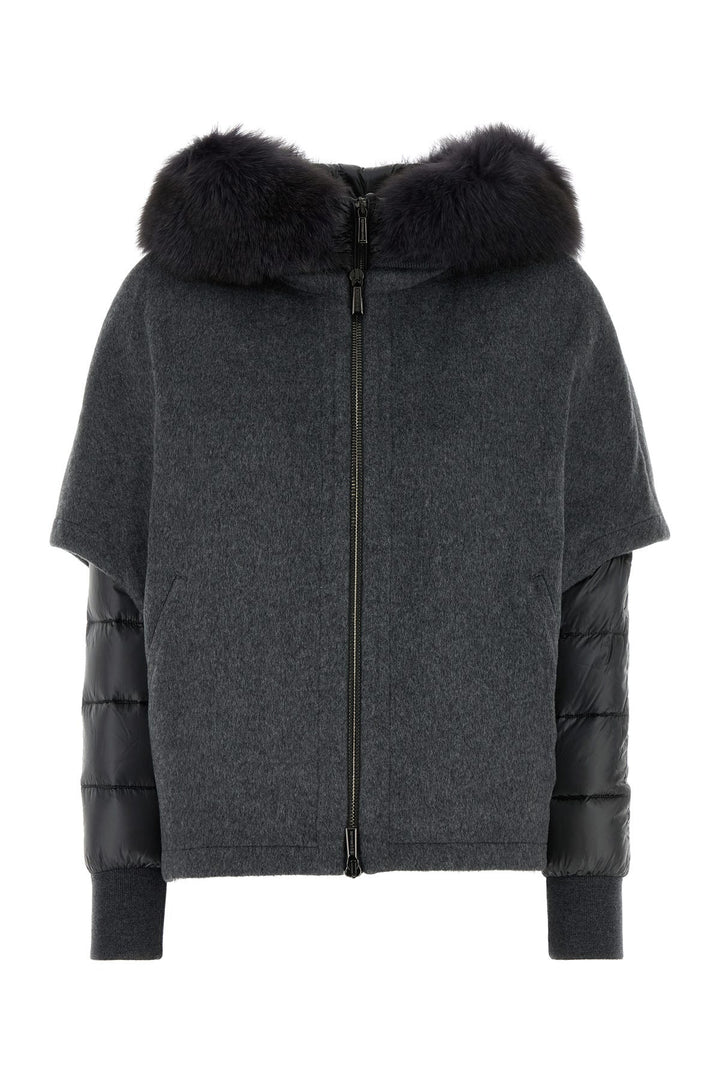 Dark grey polyester Pegaso down jacket