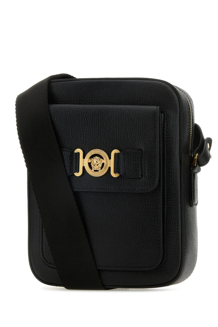 Black leather Medusa Biggie crossbody bag