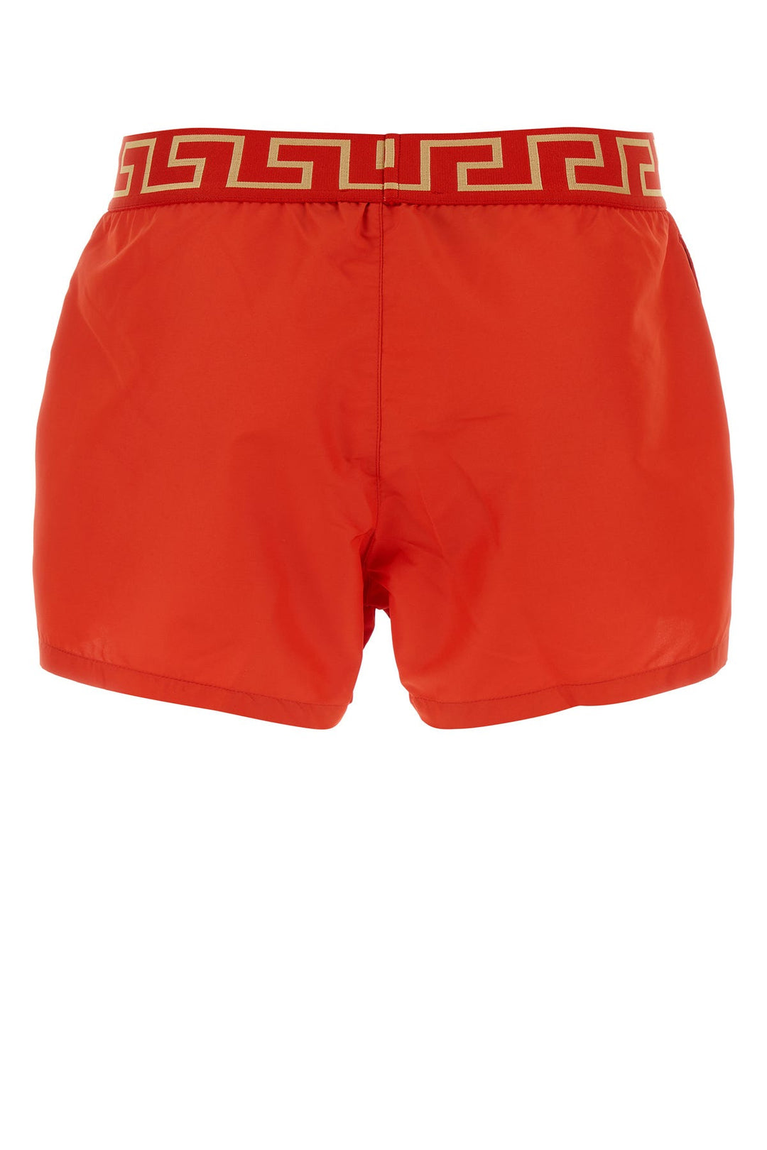 Red polyester swimming shorts