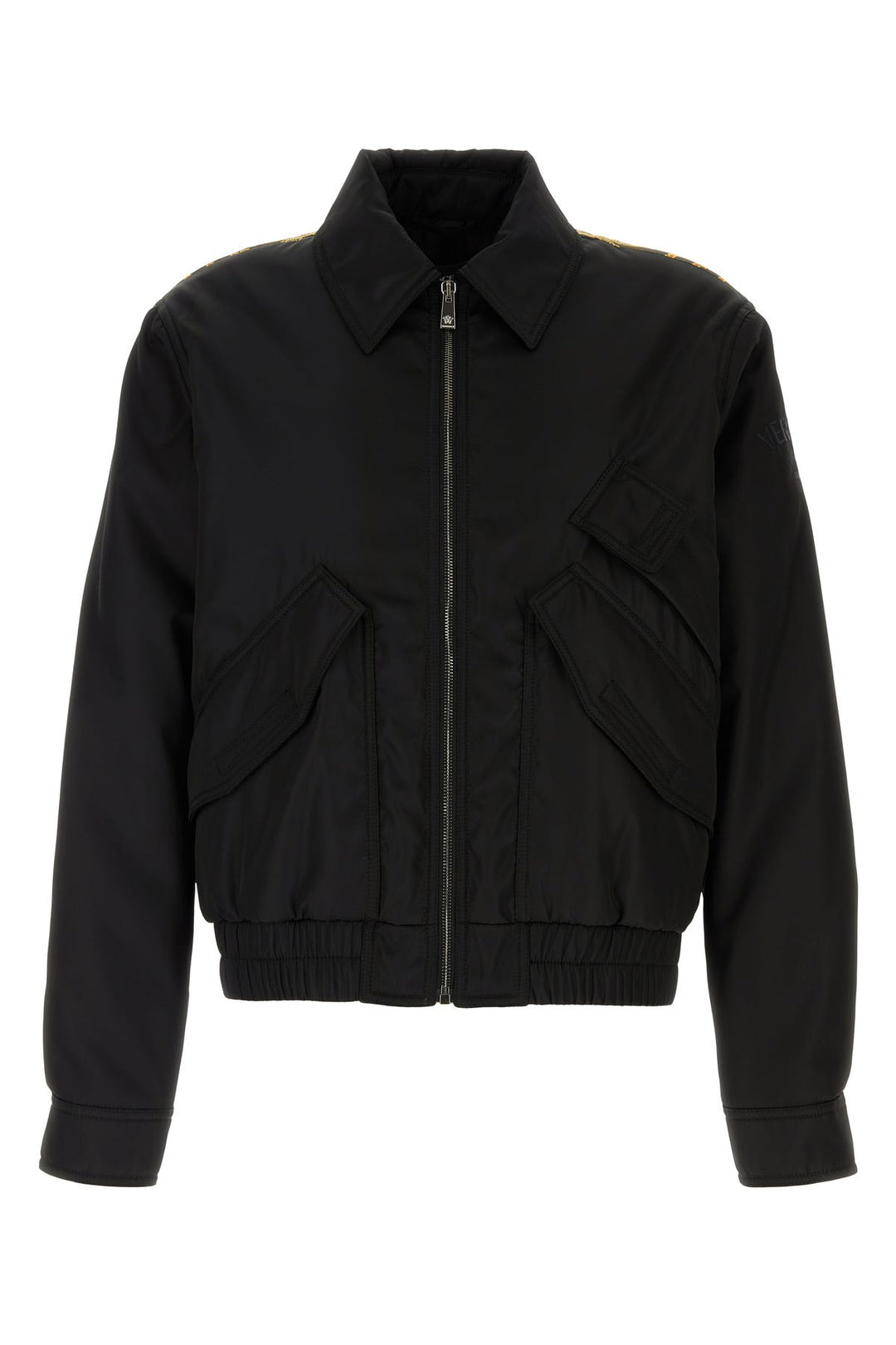 Black nylon bomber jacket